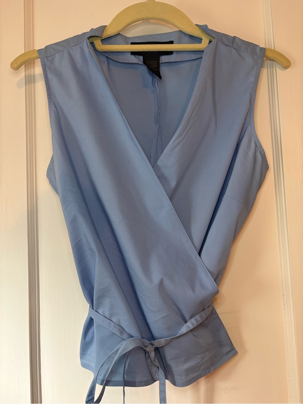 Vintage Express Sleeveless Full Wrap Tie Blouse in Light Blue size 3/4